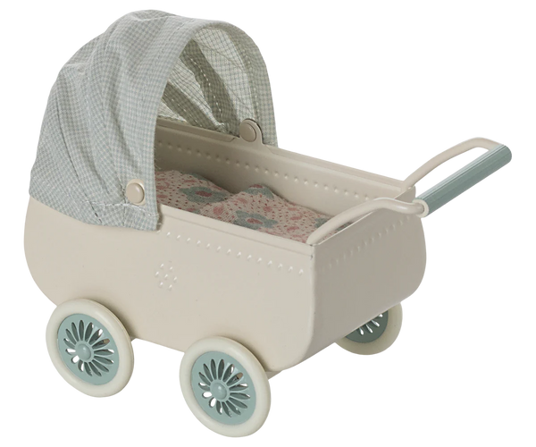 Pram with Baby Mouse - Mint - Where The Sidewalk Ends Toy Shop