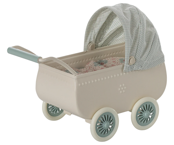 Pram with Baby Mouse - Mint - Where The Sidewalk Ends Toy Shop