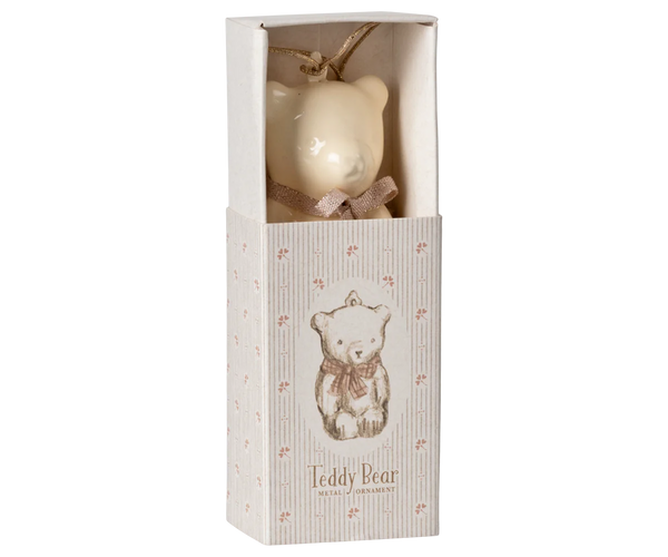 Metal ornament, Teddy Bear - Off white/Rose - Where The Sidewalk Ends Toy Shop