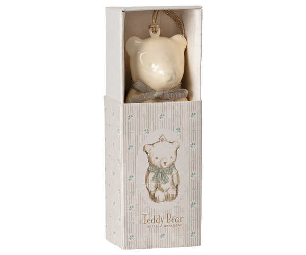Metal ornament, Teddy bear - Off white/Blue - Where The Sidewalk Ends Toy Shop