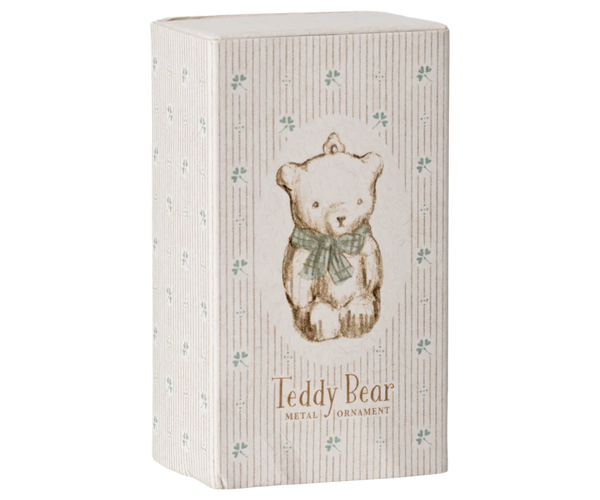 Metal ornament, Teddy bear - Off white/Blue - Where The Sidewalk Ends Toy Shop