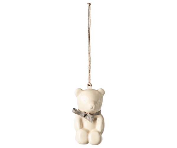 Metal ornament, Teddy bear - Off white/Blue - Where The Sidewalk Ends Toy Shop