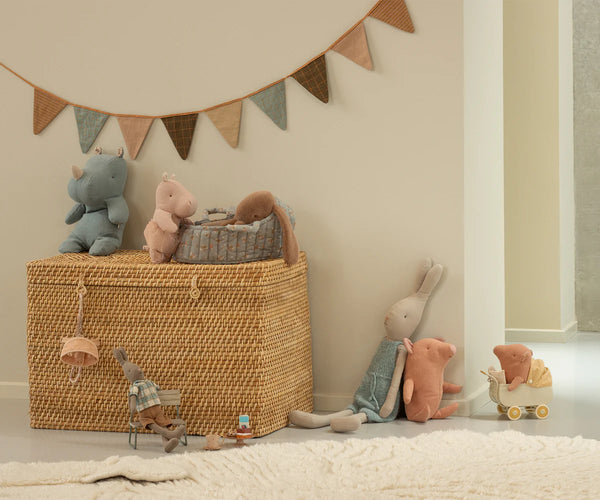 Safari friends, Hippo w. skirt, Small - Rose - Where The Sidewalk Ends Toy Shop
