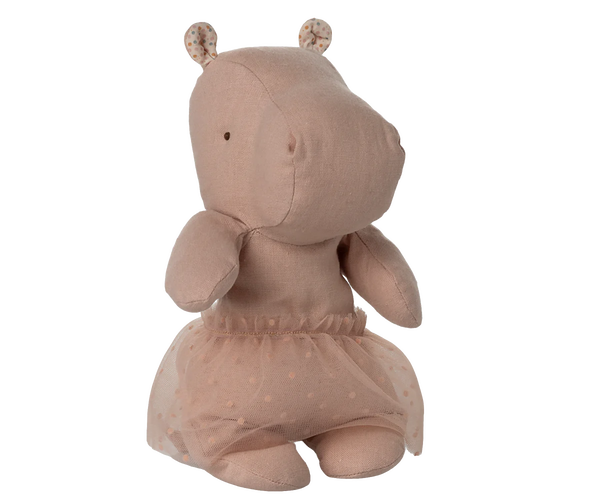 Safari friends, Hippo w. skirt, Small - Rose - Where The Sidewalk Ends Toy Shop