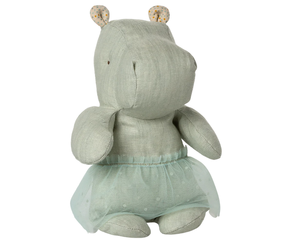 Safari friends, Hippo w. skirt, Small - Mint - Where The Sidewalk Ends Toy Shop