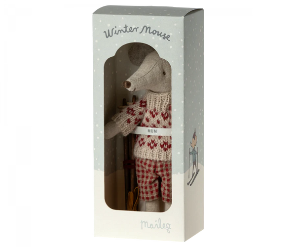 Winter Mouse with Ski Set, Mum - Where The Sidewalk Ends Toy Shop