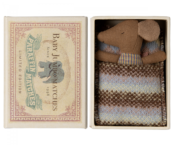 Sleepy wakey baby mouse in matchbox - Rose NEW - Where The Sidewalk Ends Toy Shop