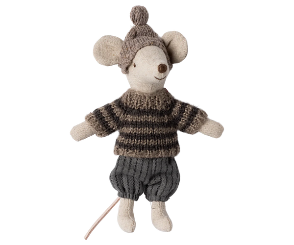 Winter mouse with ski set, Big brother - Grey - Where The Sidewalk Ends Toy Shop