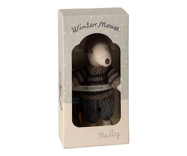 Winter mouse with ski set, Big brother - Grey - Where The Sidewalk Ends Toy Shop
