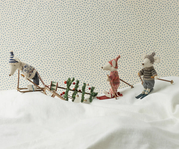 Winter mouse with ski set, Dad - Blue - Where The Sidewalk Ends Toy Shop