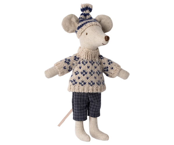 Winter mouse with ski set, Dad - Blue - Where The Sidewalk Ends Toy Shop