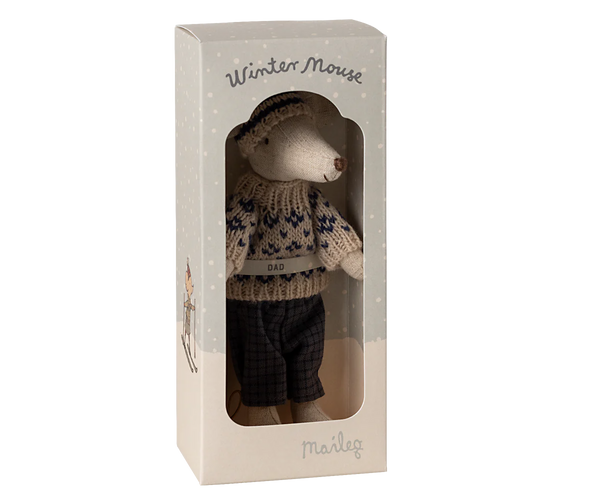 Winter mouse with ski set, Dad - Blue - Where The Sidewalk Ends Toy Shop
