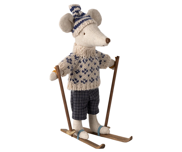 Winter mouse with ski set, Dad - Blue - Where The Sidewalk Ends Toy Shop