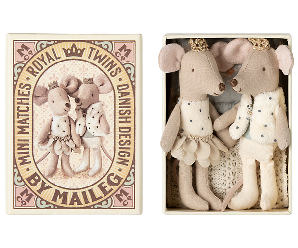 Royal twin mice, Little sister and brother in matchbox - Where The Sidewalk Ends Toy Shop