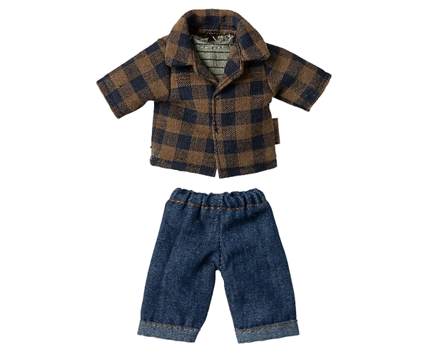 Brown checked shirt and pants, Dad mouse - Where The Sidewalk Ends Toy Shop