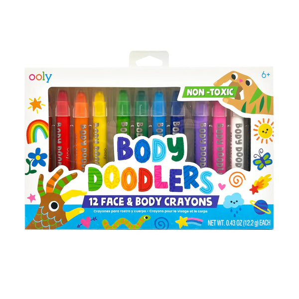 Body Doodlers Face & Body Crayons - Set of 12 Colors - Where The Sidewalk Ends Toy Shop