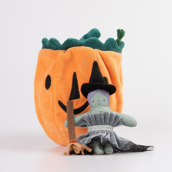 Pumpkin Witch Mini Doll - Where The Sidewalk Ends Toy Shop