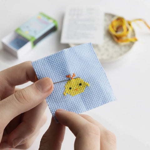 Kawaii Chick Mini Cross Stitch Kit in A Matchbox - Where The Sidewalk Ends Toy Shop