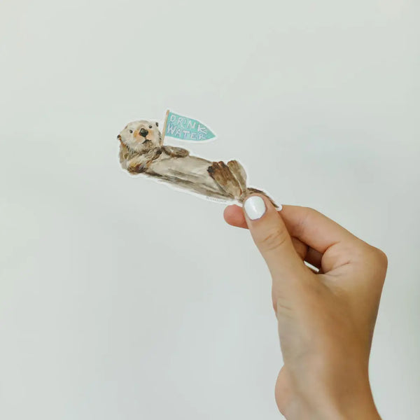 Otter Drink Water Reminder Sticker - Where The Sidewalk Ends Toy Shop