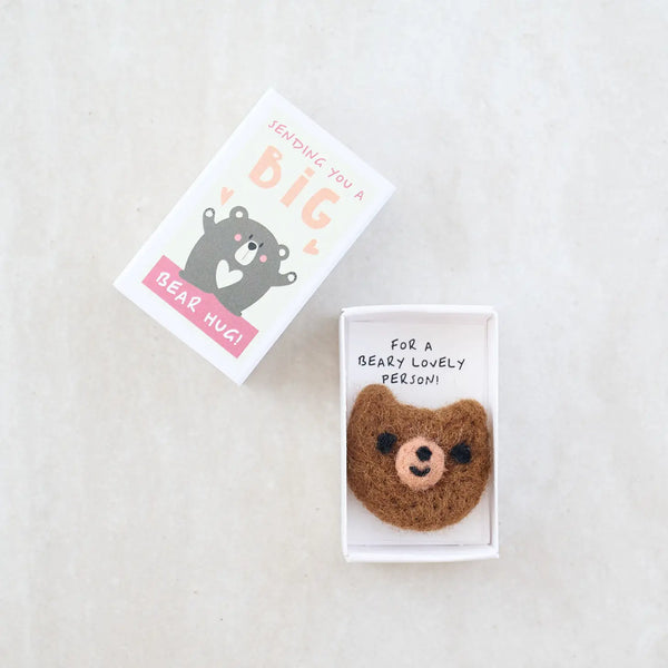 Big Bear Hug Wool Felt Bear in A Matchbox - Where The Sidewalk Ends Toy Shop