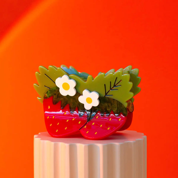Large Strawberries and Flowers Hair Claw Clip - Where The Sidewalk Ends Toy Shop
