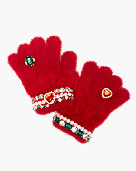 Christmas Cheer Jeweled Gloves - Where The Sidewalk Ends Toy Shop