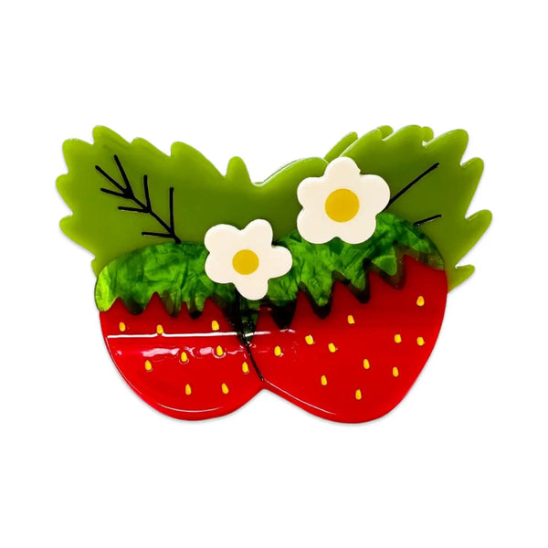 Large Strawberries and Flowers Hair Claw Clip - Where The Sidewalk Ends Toy Shop