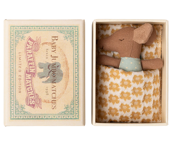 Sleepy wakey baby mouse in matchbox - Blue - Where The Sidewalk Ends Toy Shop