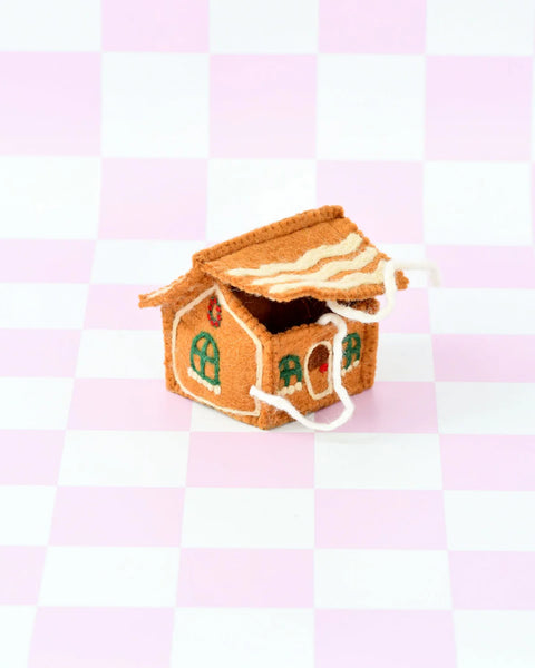 Felt Gingerbread House - Green Windows - Where The Sidewalk Ends Toy Shop