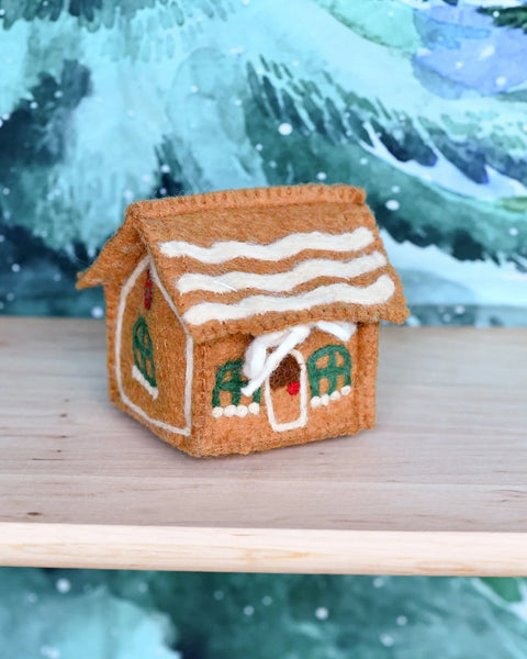 Felt Gingerbread House - Green Windows - Where The Sidewalk Ends Toy Shop
