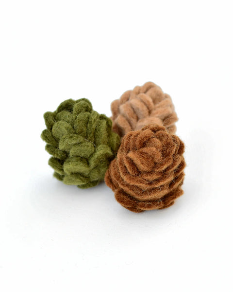 Felt Pinecones - Set of 3 - Where The Sidewalk Ends Toy Shop