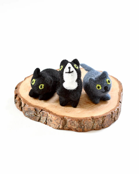 Felt Cats - 3 Cats - Where The Sidewalk Ends Toy Shop