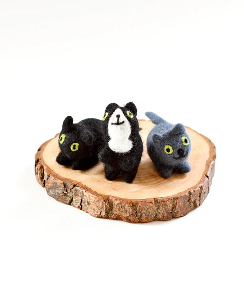 Felt Cats - 3 Cats - Where The Sidewalk Ends Toy Shop