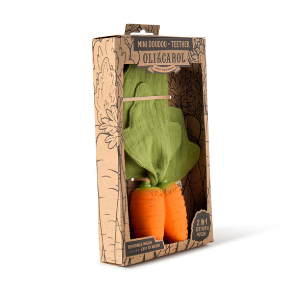 Cathy the Carrot Mini Doudou-Teether - Where The Sidewalk Ends Toy Shop