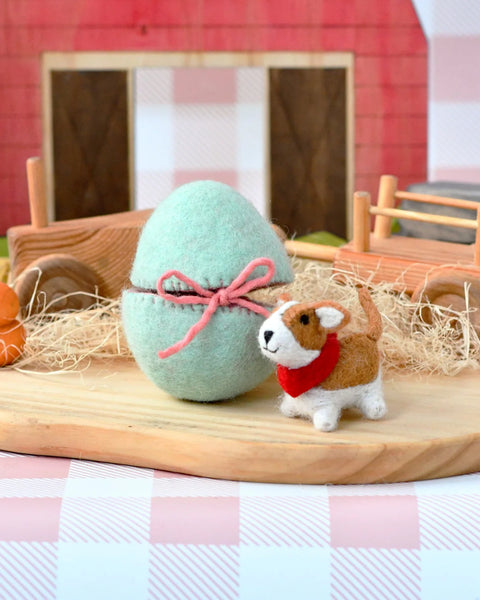 Felt Surprise Egg with Corgi Puppy Inside - Where The Sidewalk Ends Toy Shop