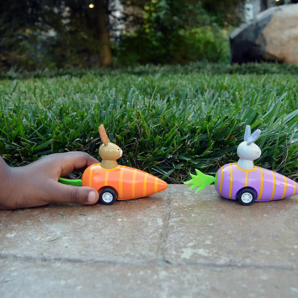 Pull Back Bunny in Carrot - Where The Sidewalk Ends Toy Shop