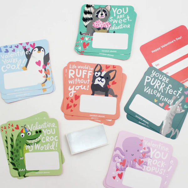 Scratch-Off Valentines - Animal Puns - Where The Sidewalk Ends Toy Shop
