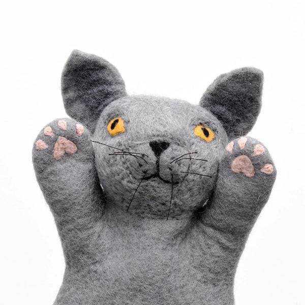 Hand Puppet - British Shorthair Grey Cat - Where The Sidewalk Ends Toy Shop