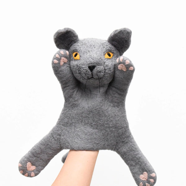 Hand Puppet - British Shorthair Grey Cat - Where The Sidewalk Ends Toy Shop
