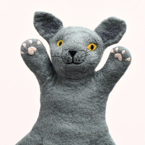 Hand Puppet - British Shorthair Grey Cat - Where The Sidewalk Ends Toy Shop