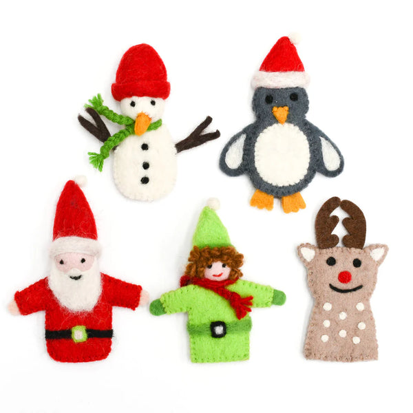 Christmas Santa, Finger Puppet Set - Where The Sidewalk Ends Toy Shop