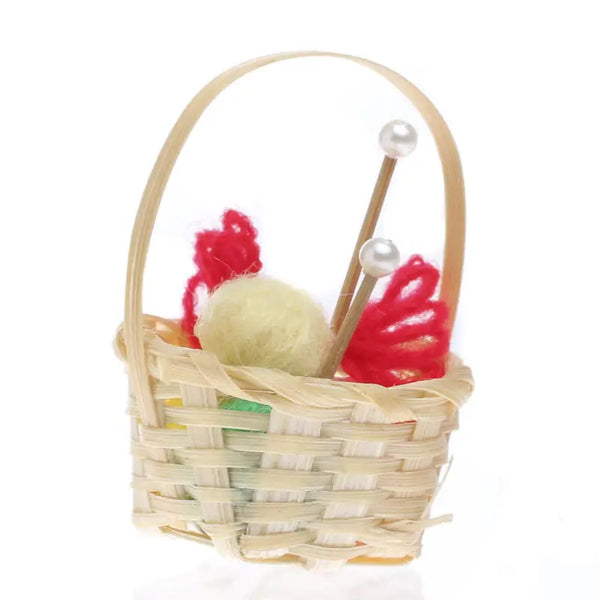 1-1/2" Dollhouse Miniature Wicker Knitting Basket - Where The Sidewalk Ends Toy Shop