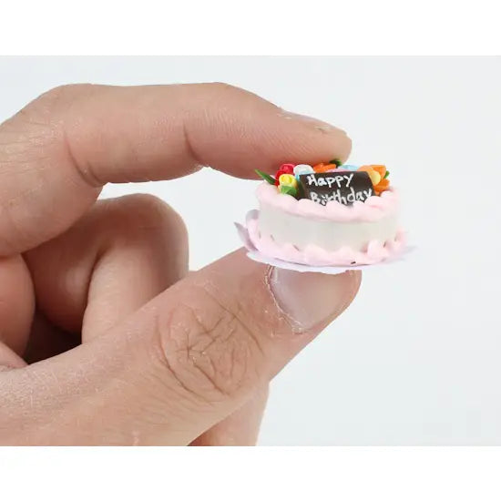 Dollhouse Miniature "Happy Birthday" Cake - 3/4" X 1" - Where The Sidewalk Ends Toy Shop