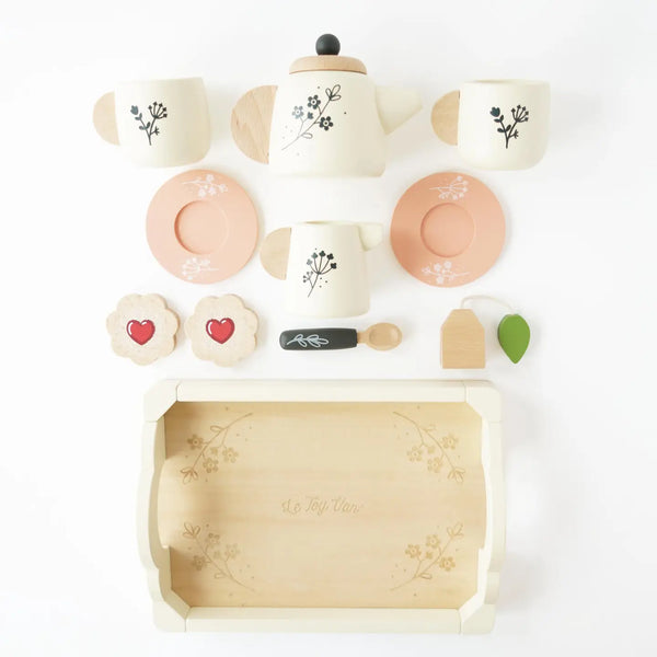 Eco-Friendly Wooden Tea Set & Tray - Where The Sidewalk Ends Toy Shop