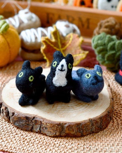 Felt Cats - 3 Cats - Where The Sidewalk Ends Toy Shop