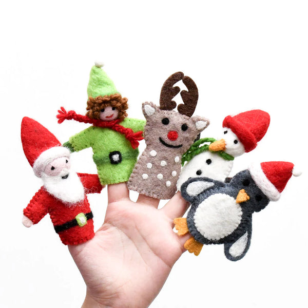 Christmas Santa, Finger Puppet Set - Where The Sidewalk Ends Toy Shop
