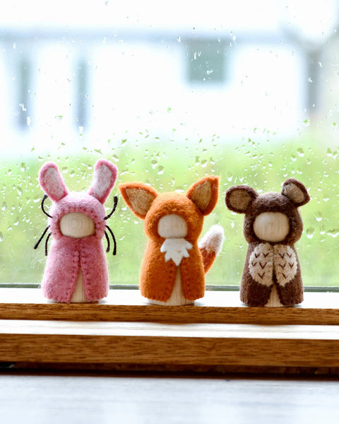 Woodlands Peg Dolls Set - Bear, Rabbit and Fox - Where The Sidewalk Ends Toy Shop