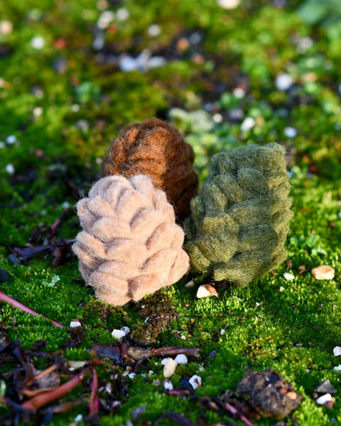 Felt Pinecones - Set of 3 - Where The Sidewalk Ends Toy Shop