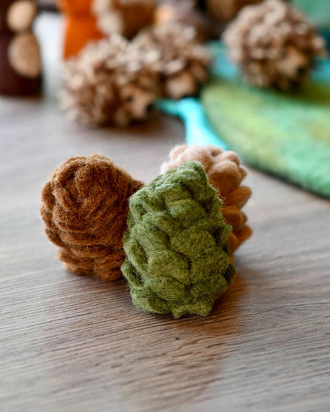 Felt Pinecones - Set of 3 - Where The Sidewalk Ends Toy Shop