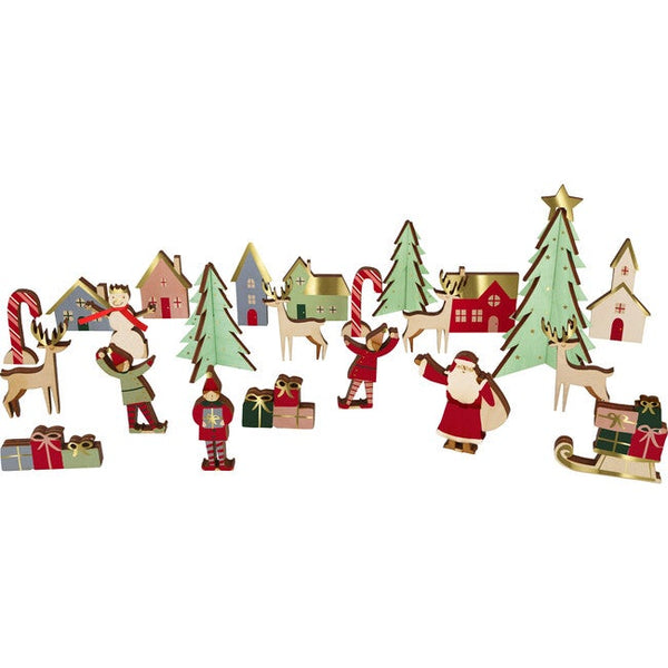 Festive Village Wooden Advent Calendar - Where The Sidewalk Ends Toy Shop